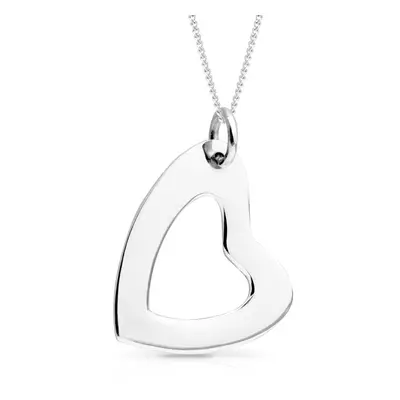 John Greed Signature Silver Open Tilted Heart Necklace For Women