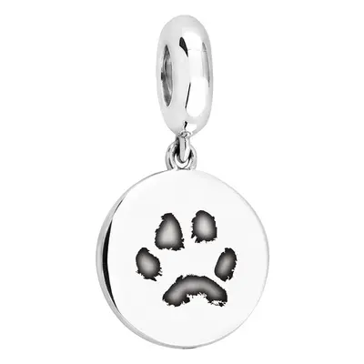 John Greed Signature Silver Medium Disc Paw Print Engraving Pendant Charm For Women