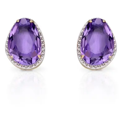 Fine Jewellery by John Greed 9ct Gold Organic Shaped Amethyst & Diamond Stud Earrings For Women