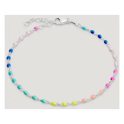 John Greed CANDY Sky Silver Enamel Rainbow Bead Bracelet For Women