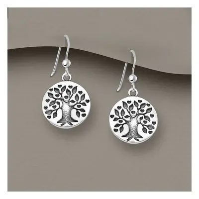 John Greed Tempest Wald Silver Oxidised Tree Of Life Drop Earrings For Women