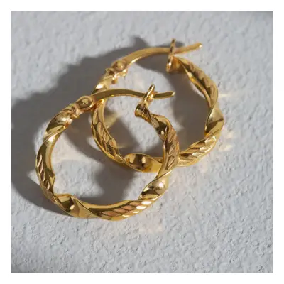 John Greed Signature Gold Plated Silver Twisted Hinged Hoop Earrings For Women