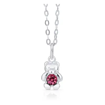 John Greed Signature Children's Silver October Birthstone Crystal Bear Necklace For Women