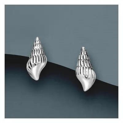 John Greed Tempest Cove Silver Oxidised Shell Stud Earrings For Women