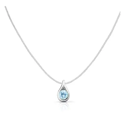 John Greed Signature Silver Blue Topaz Teardrop Necklace For Women