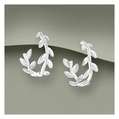 John Greed Tempest Wald Silver Leaf Hoop Earrings For Women