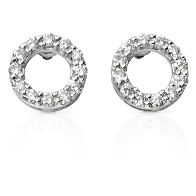 Fine Jewellery by John Greed 9ct White Gold Open Circle Pave Earrings For Women