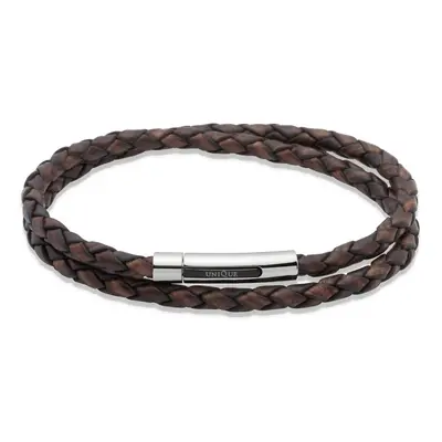 Unique & Co Dark Brown Double Leather Steel Clasp Bracelet