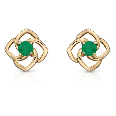 Fine Jewellery by John Greed 9ct Gold Emerald Flower Stud Earrings For Women