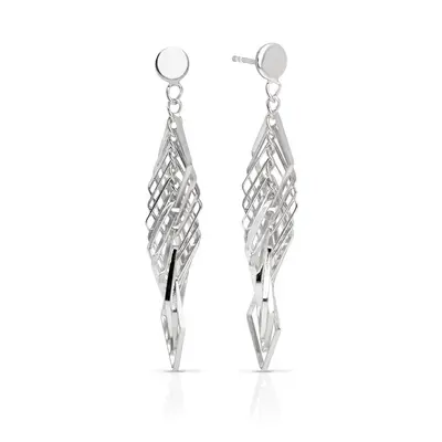 John Greed Portrait Sketch Silver Interlocked Twist Earrings For Women