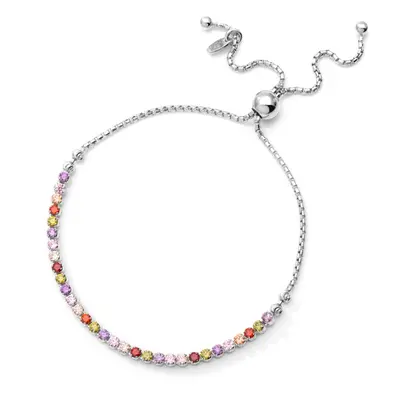 John Greed Signature Silver Multi-Coloured CZ Slider Bracelet For Women