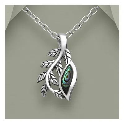 John Greed Tempest Wald Silver Oxidised Abalone Leaf Necklace For Women