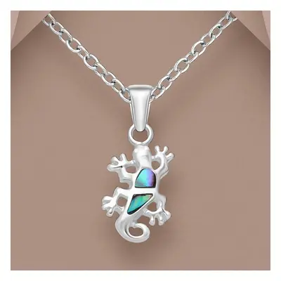 John Greed Tempest Serre Silver Abalone Lizard Necklace For Women