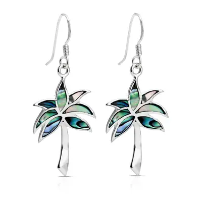 John Greed Signature Silver Paua Palm Tree Earrings For Women