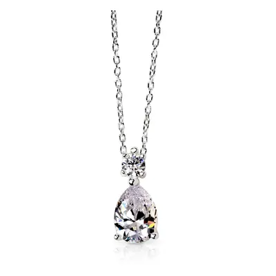 John Greed Signature Silver Round & Teardrop CZ Necklace For Women