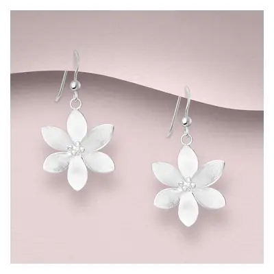 John Greed Tempest Meadow Silver Matte Flower Drop Earrings For Women