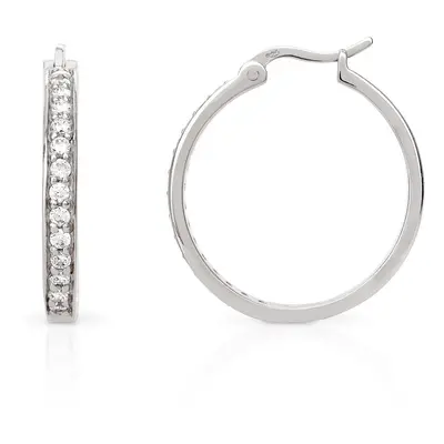 John Greed Signature Silver CZ Heavyweight Hoop Earrings For Women