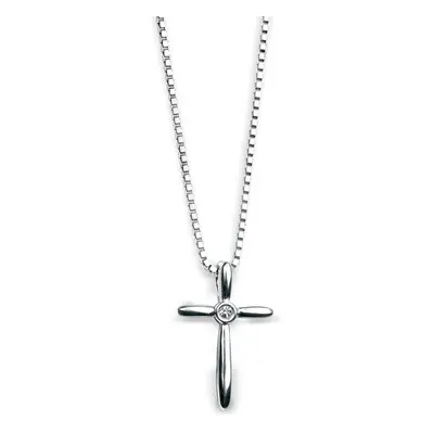 D for Diamond Children's Silver & Diamond Slim Cross Necklace