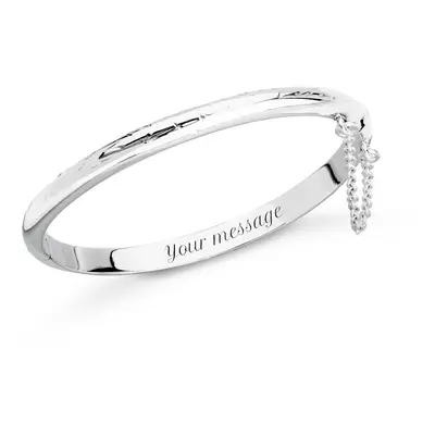 John Greed Signature Children's Silver Textured Hinged Clip Bangle For Women