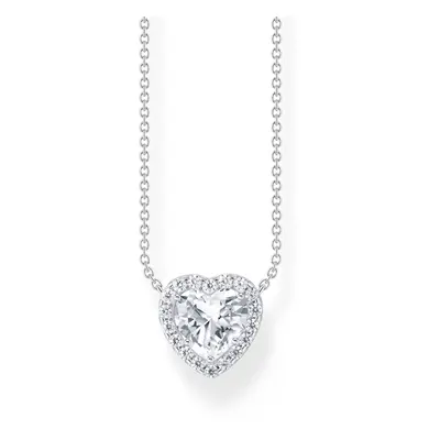 THOMAS SABO Silver White Zirconia Heart Shaped Halo Necklace For Women