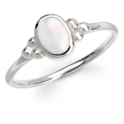 John Greed Signature Silver Oval Mother of Pearl Beaded Ring For Women