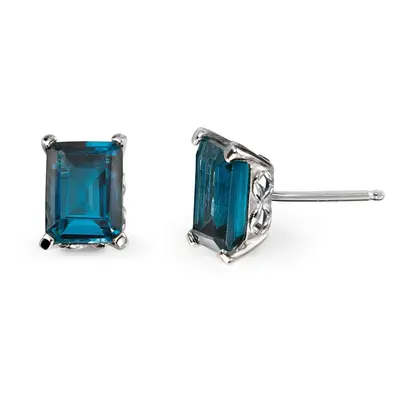 Fine Jewellery by John Greed 9ct White Gold Blue Topaz Stud Earrings For Women