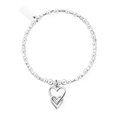 ChloBo Children's Silver Mini Cube Interlocking Love Heart Bracelet For Women