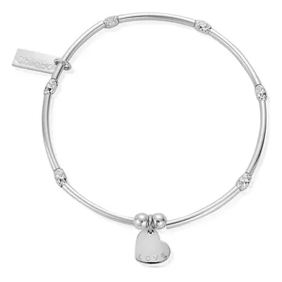 ChloBo Silver Mini Noodle Sparkle Rice Love Disc Bracelet For Women