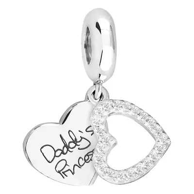 John Greed Signature Silver CZ Heart Pendant Handwriting Charm For Women