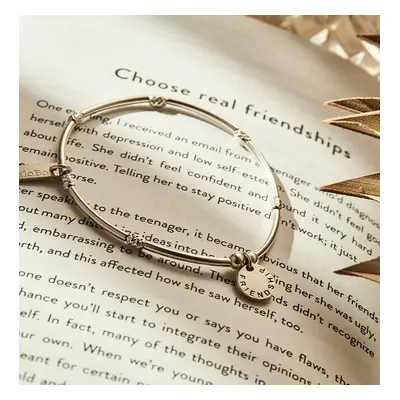 ChloBo Silver Mini Noodle Sparkle Rice Friendship Disc Bracelet For Women