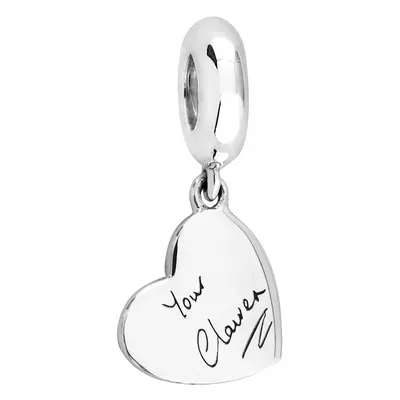 John Greed Signature Silver Heart Pendant Handwriting Charm For Women