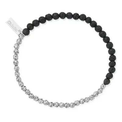 ChloBo Men's Silver Black Lava Principal Bracelet