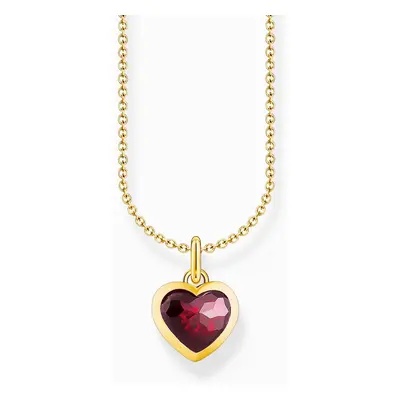 THOMAS SABO Gold Plated Red Faceted Heart Necklace For Women