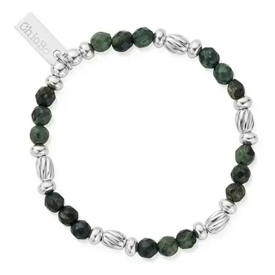 ChloBo Men's Junior Silver Kambaba Jasper Twisted Rice Bracelet