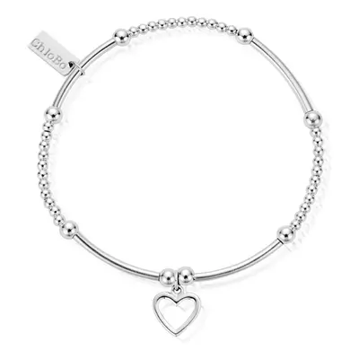 ChloBo Silver Cute Mini Open Heart Bracelet For Women