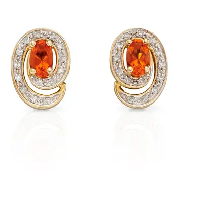 Fine Jewellery by John Greed 9ct Gold Diamond & Fire Opal Stud Earrings For Women