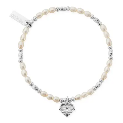 ChloBo Silver & Pearl Heart Of Love Bracelet For Women