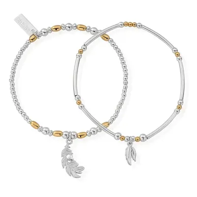 ChloBo Gold Plated & Silver Strength & Courage Bracelet Set For Women