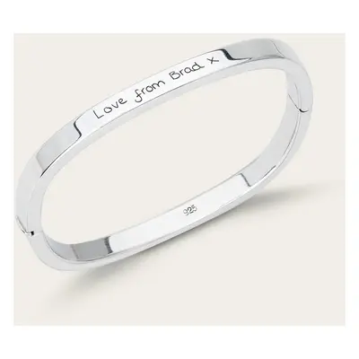 John Greed Portrait Identity Silver 4mm Square Handwriting Bangle For Women