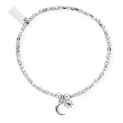 ChloBo Silver Dainty Moon & Sun Bracelet For Women