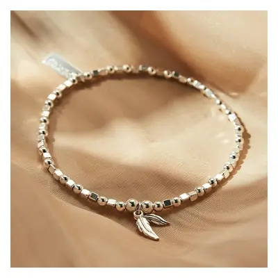 ChloBo Silver Mini Cube Double Feather Bracelet For Women