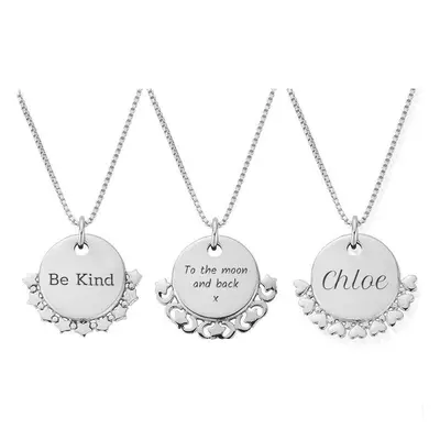 ChloBo Silver Personalised Disc Box Chain Necklace For Women