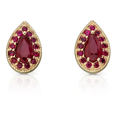 Fine Jewellery by John Greed 9ct Gold Ruby Pear Shaped Stud Earrings For Women