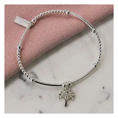 ChloBo Silver Cute Mini Heart Tree of Life Bracelet For Women