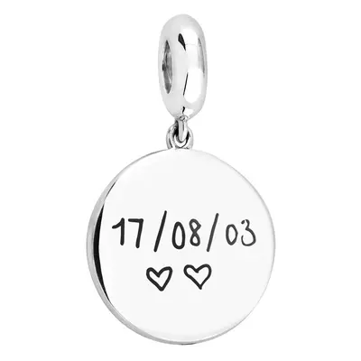 John Greed Signature Silver Large Disc Handwriting Pendant Charm For Women