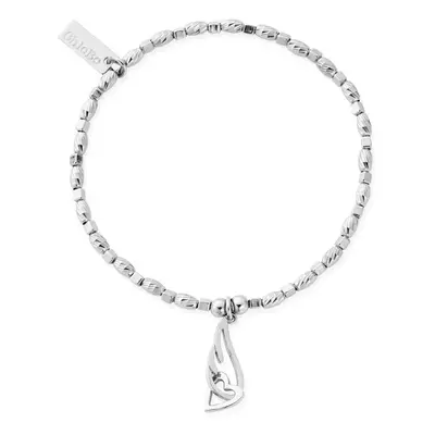 ChloBo Silver Soul Glow Interlocking Heart & Angel Wing Bracelet For Women