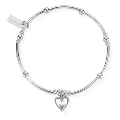 ChloBo Silver Mini Noodle Ball Heart In Heart Bracelet For Women