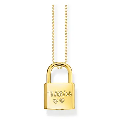 THOMAS SABO Gold Plated Polished Padlock Handwriting Necklace For Women