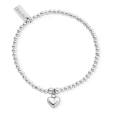 ChloBo Silver Cute Charm Puffed Heart Bracelet For Women