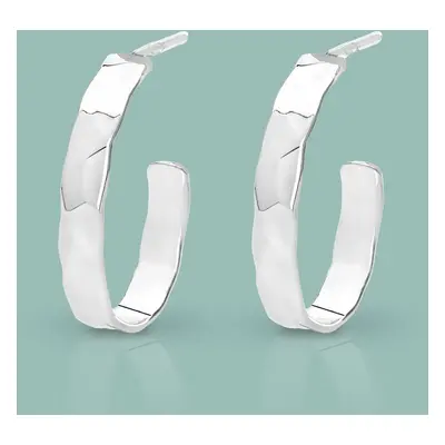 John Greed Portrait Series 1 Silver Hammered Hoop Earrings For Women